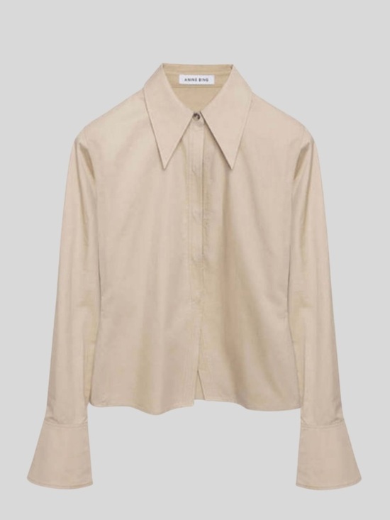Anine Bing Tops - Anine Bing Tiffany Button Front Shirt SZ XS Tan Designer Minimalist Luxury EUC